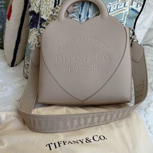 NWOT Tiffany & Co. Taupe Heart Crossbody Bag - medium